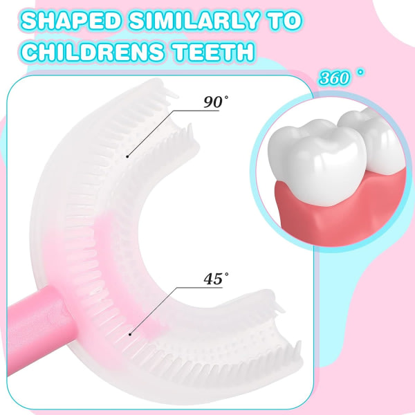 2st barntandborste manuell U-formad tandborste full mun barntandborste silikon U-formad tandborste