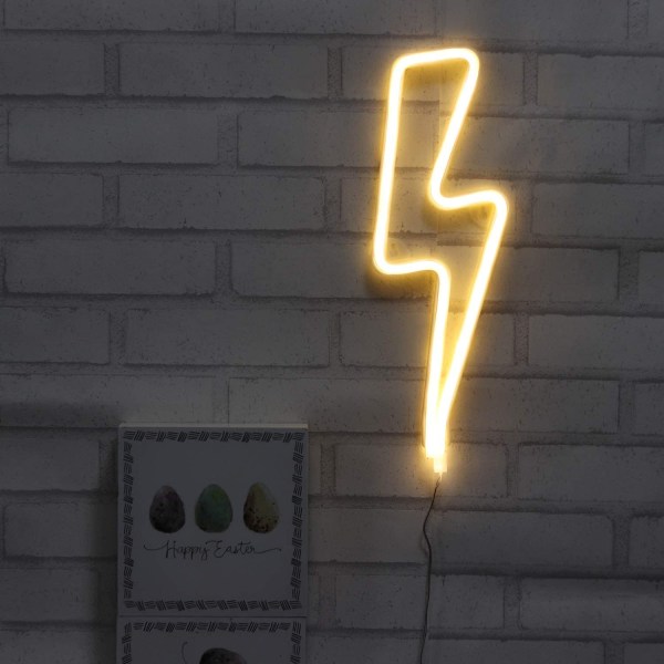 Neonskilt Lightning Bolt Batteridrevet og Usb-drevet Varm