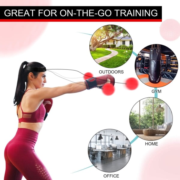 Oppgradert boxningsreflexboll, boxningsträningsboll, den beste boxningsutstyret for trening for voksne/barn, hånd-oga-koordinasjon og fitness.