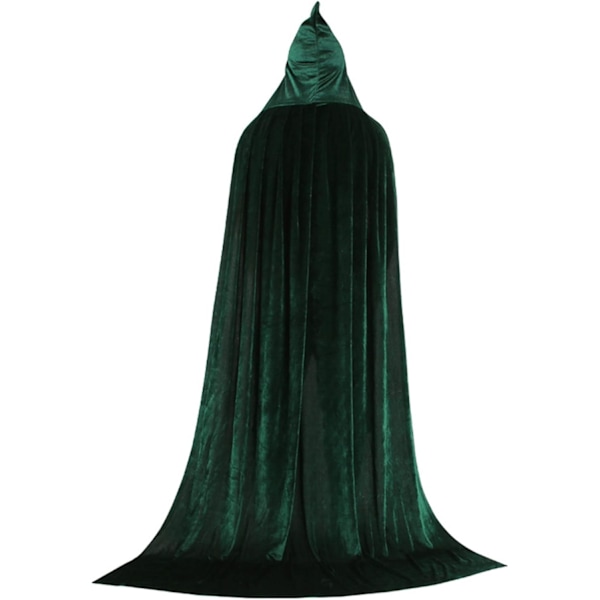 1 Voksen Hodehette, Cosplay Kostyme Fløyelskaffe, Kappe Hexe Trollmann Grønn Green X-Large(140-160cm)