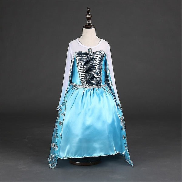 Flickor Frozen Queen Elsa Costume Princess Fancy Dress W 5-6 Years