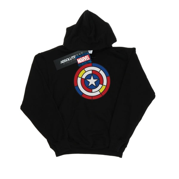 Marvel Girls Captain America Stained Glass Shield -huppari 9-11 Y musta 9-11 vuotta