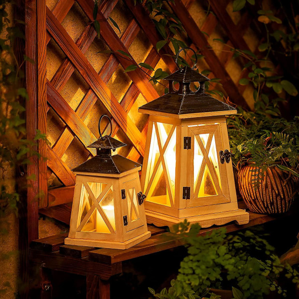 Vintage træ lanterne lysestage dekorative stearinlys lanterner