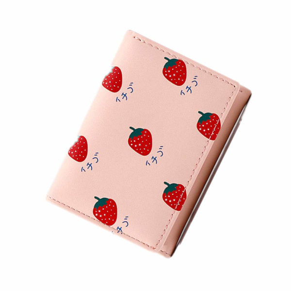 Cartoon Fruit PU tegnebog Multi-Card Slot Lille tegnebog til gave (Pink)