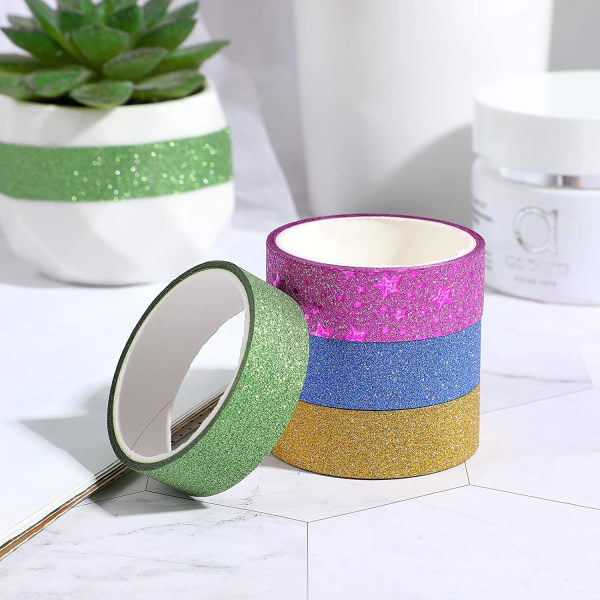 20 rullar Glitter Washi Tape Färgad