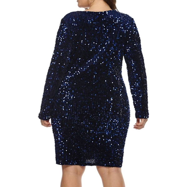 Dame Plus Size Pailletkjole V-hals Fest Cocktail Glitter Glitrende Aften Elastisk Mini Bodycon Kjoler