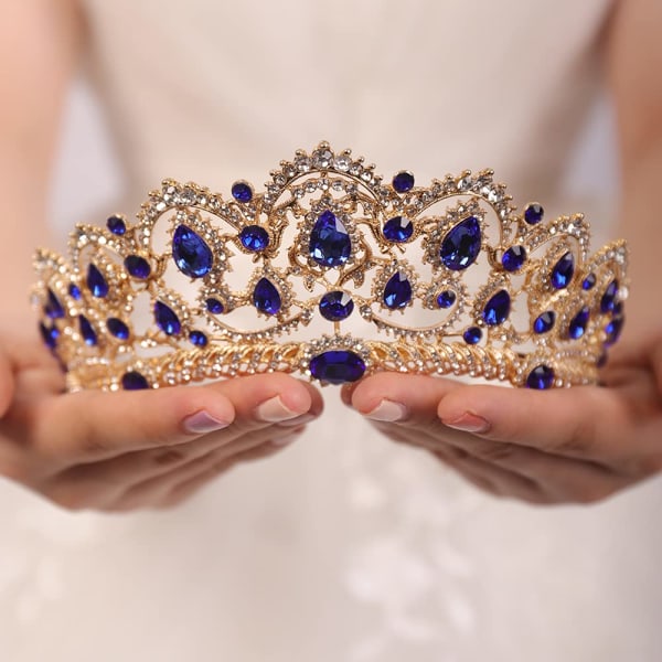 Vintage Röd Queen Crystal Tiara Crown med kam Halloween