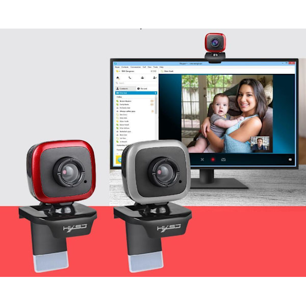 Webcam 360 Grader med Indbygget Mikrofon – Perfekt til Opkald Sølv Silver one size