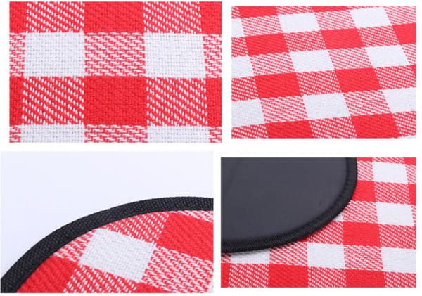 Vandtæt picnictæppe 200x200 cm Sammenfoldeligt Sandfrit Bærbart Udendørstæppe til Camping Strand red and white grid 200 cm x 200 cm