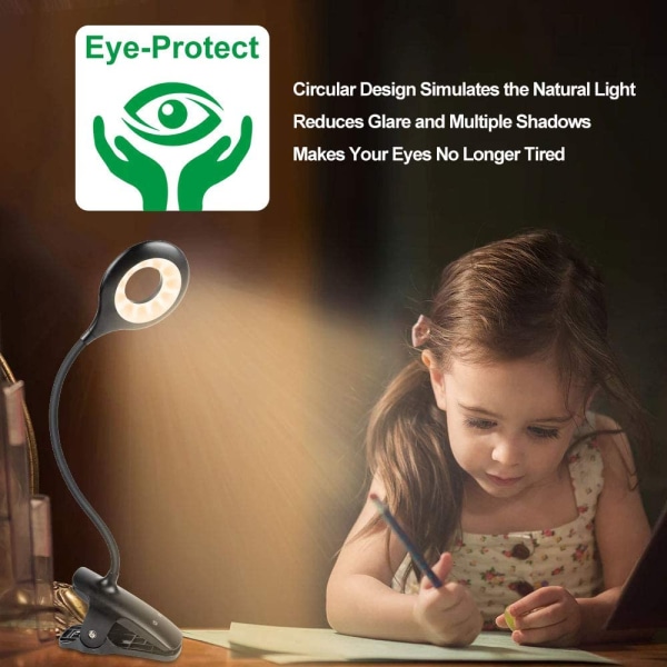 24 LED-lukuvalo, 9 eri asetusta Eye Protect Book Clip