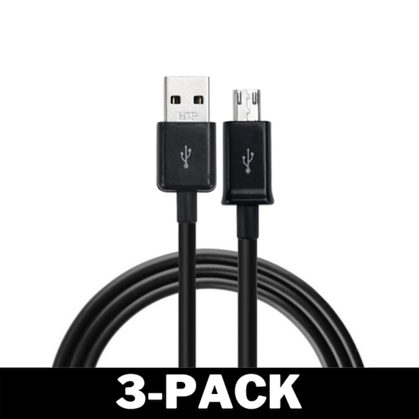 PS4 Sony Playstation 4 ladekabel for håndkontroll 1.8M Svart 3-Pack