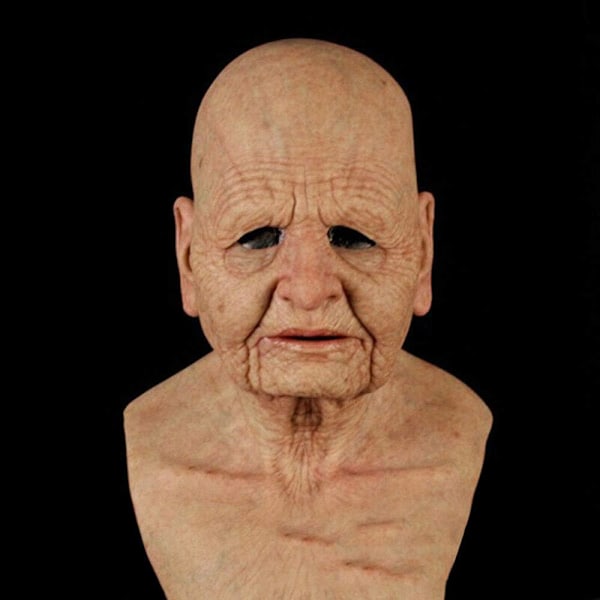 Halloween latexmask - gammal man dekor realistisk ansiktsmask för mänsklig rynka-XF1- Old Man-a