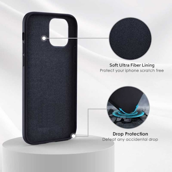 iPhone 12 Kumipäällysteinen Mattamusta Silikonikuori
