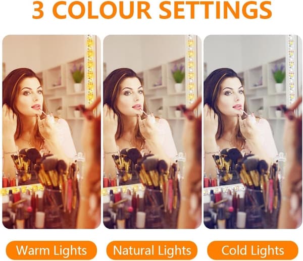 LED Spejl Dæmpbar 3 Farver 9 Niveauer Makeuplampe 2 m