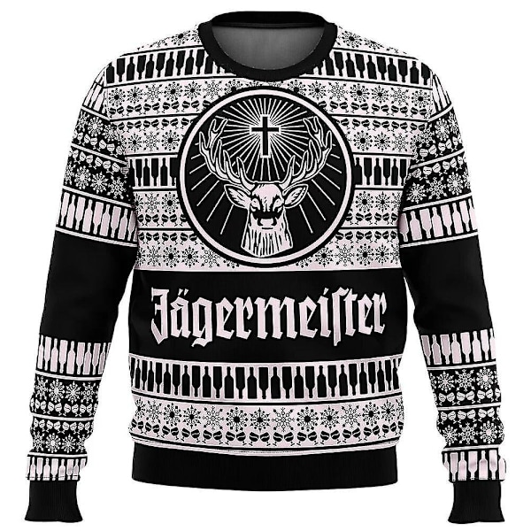 Bebetter Jagermeister Karneval Jultrøje Trøje Mænd 3D Swe Sort Black XL