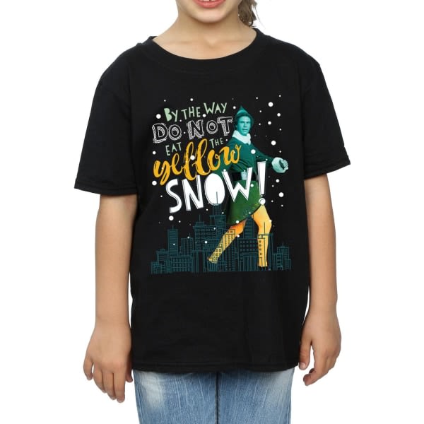 Elf Girls Yellow Snow Cotton T-Shirt 9-11 år Svart 9-11 år