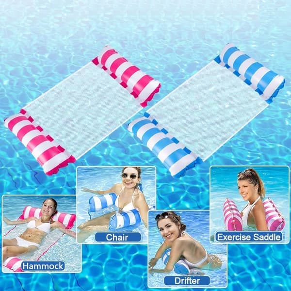 2-pack Pool Hammock Water Hammock for Adults, Relaxing Pool Chairs Inflatable Hammock Inflatable Pool Floats