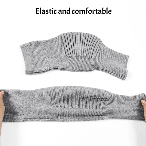 Vinter varme knæærmer til mænd Kvinder Tykke termisk strikkede knæbeskyttere Unisex elastiske bomuldsknæbeskyttere Skridsikre (lang strik grå)