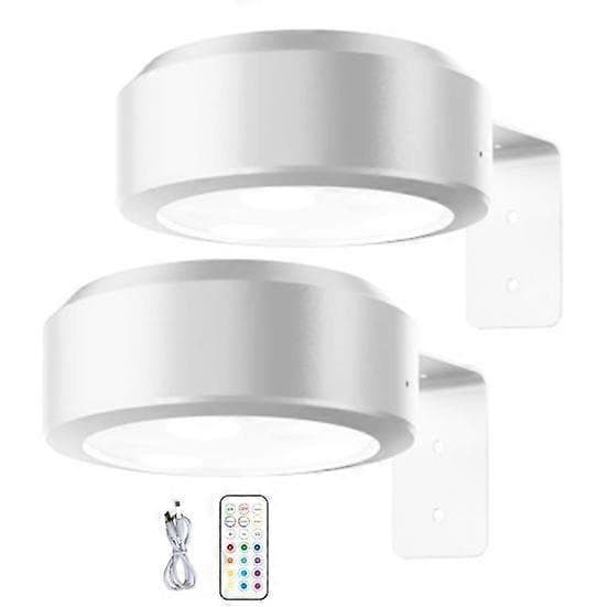 Battery-powered Wireless Picture Light, Adjustable 13-color RGB with Remote Control white-FF- white 2pcs
