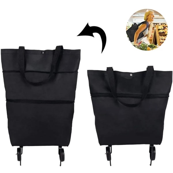 1 sammenleggbar handlevogn - sammenleggbar handleveske med-FF-