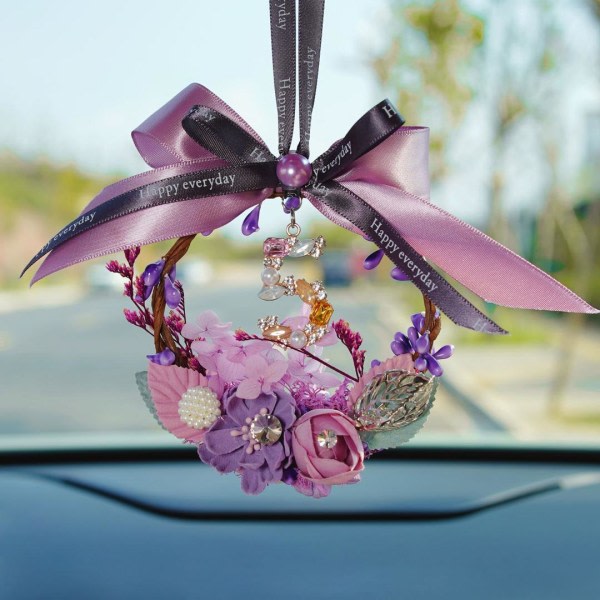 Bilhengende lilla evige blomster ornament Bilspeil Hengende anheng Bilinteriør Biltilbehør