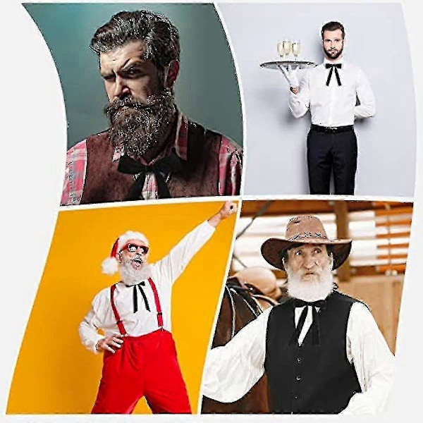 2-pak Western Slips til Mænd Kentucky String Tie Clip On Flue Colonel Sanders Sort Cowboy Flue Party Sort One Size 2-18-Good-Yvan[HK]