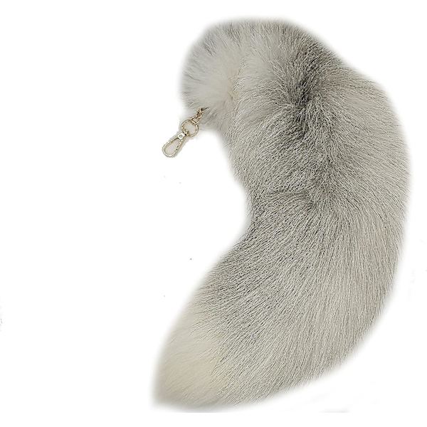 Fox Tail Pendel Hvit Pels Hale Nøkkelring Stor Nøkkelring Veske Tilbehør Pendel Bilnøkkelringer Myk Fluffy Dekorasjon Ca. 40 cm-XF3-