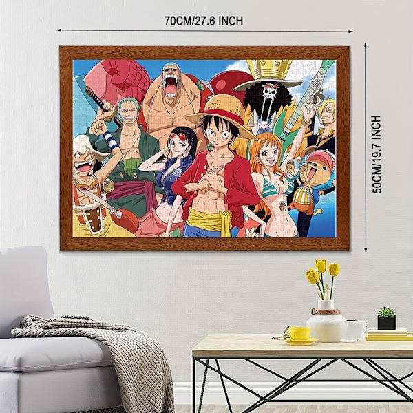 Flygplanspussel 1000 bitar Vuxen One Piece Anime Dekompressionsleksak Gåva Barn Tecknat Mönster Papperspussel