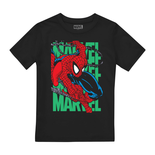 Spider-Man Barn/Barn Väggkrypande T-shirt 9-10 år Svart Black 9-10 Years