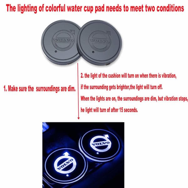 2X Volvo logotyp LED mugghållare bottenplatta-FF-