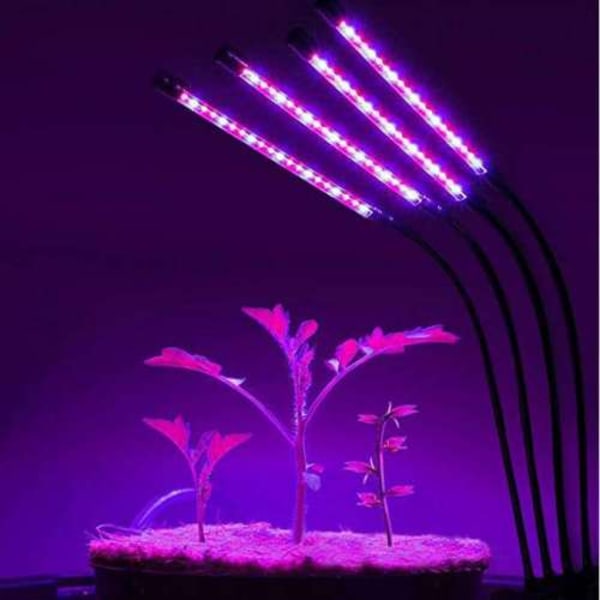 Växtlampa / växtbelysning med 4 flexibla LED lysrör 2-pak
