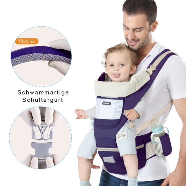 Baby, til børn fra 0-4 år, ergonomisk design til alle årstider, mørkeblå