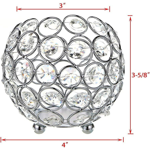 10cm Kristallskål Votive Ljusstake Glittrande Teljus Ljusstakar Ljuslyktor Dekorativ Kandelaber Vas För Jul Nyår Bröllopsbord Silver Tone