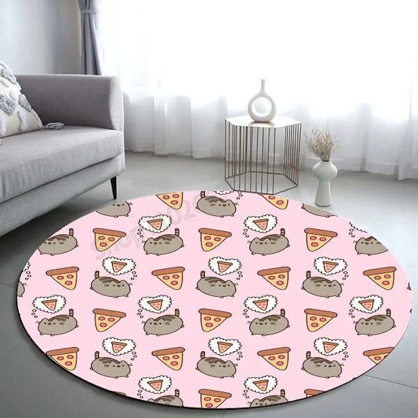 Pusheen Mattor Cirkel Tecknad Anime Figurer Feta Katter Söta Halkfria Hem Vardagsrum Dekoration Dörrmatta Golvmattor Presenter 1 1 Diameter 40cm