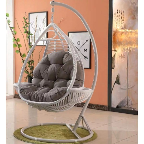 Innendørs hage hengende eggstol hengekøye stol sete tykk pute puter, 120x80cm light gray