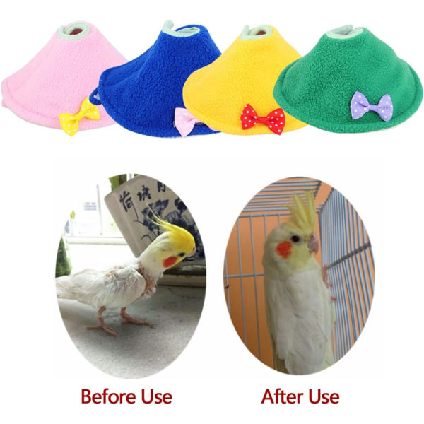 Justerbar Bird Parrot Cone Collar, Bird Anti-Bite Collar Recovery Collar för att hjälpa sårläka (XS, blå)