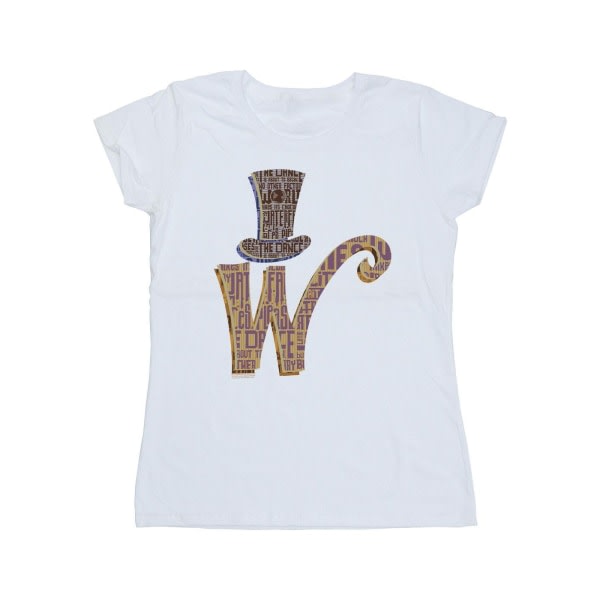 Willy Wonka Dame/Dame W Logo Hat T-skjorte bomull XXL Hvit XXL