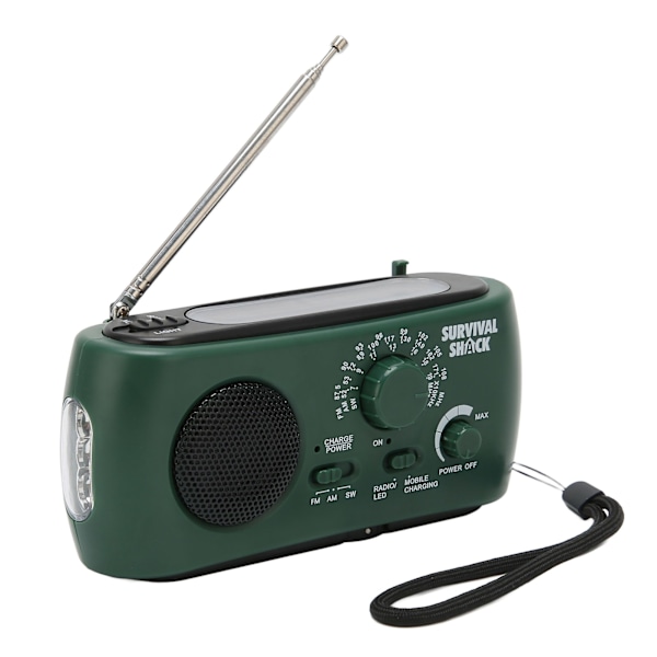 Handvev Radio Bärbar Praktisk LED Ficklampa Utomhus Multi Band AM/FM/SW Solar Handvev Väderradio- W