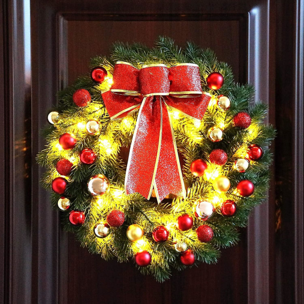 Christmas Front Door Garland, 40 batteridrevne LED-lys