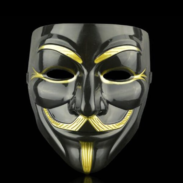 V for Vendetta Halloween-festmasker Yellow+Eyeliner