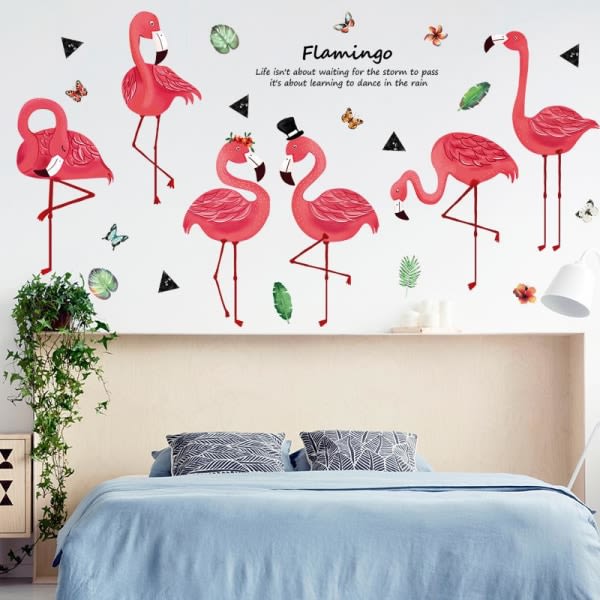 Röd Flamingo Väggdekal Hemdekal Sovrumsdekoration Tapet Art