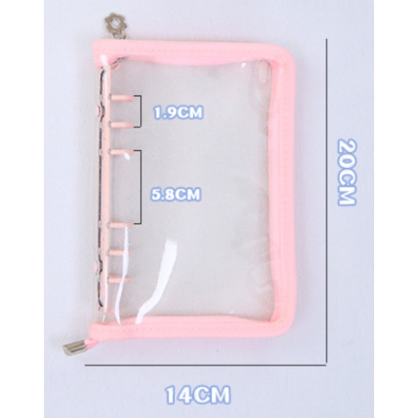 A6 Ringpärmomslag Transparent PVC Notebook Skal med Dragkedja Glitter Planner Pärm Mapp Sparkling Budget Pärm för Kontant Budget System Lila Purple A6