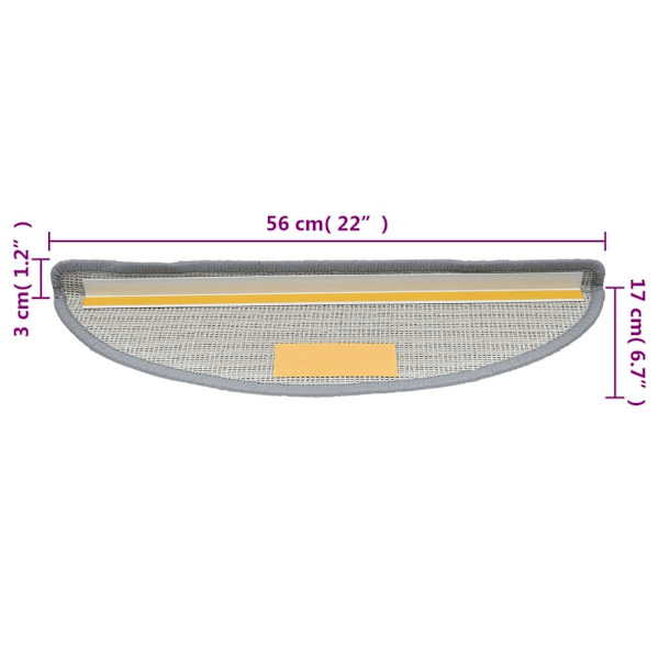vidaXL Trappematter 15 stk. grå 56x17x3 cm-XF3-