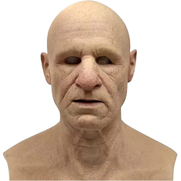Halloween latexmaske - Gammel mand dekor realistisk ansigtsmaske til menneskelig rynke-XF1- D