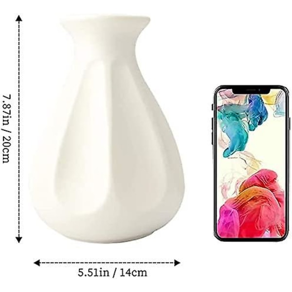 Hvit dekorativ vase, uknuselige plastvaser