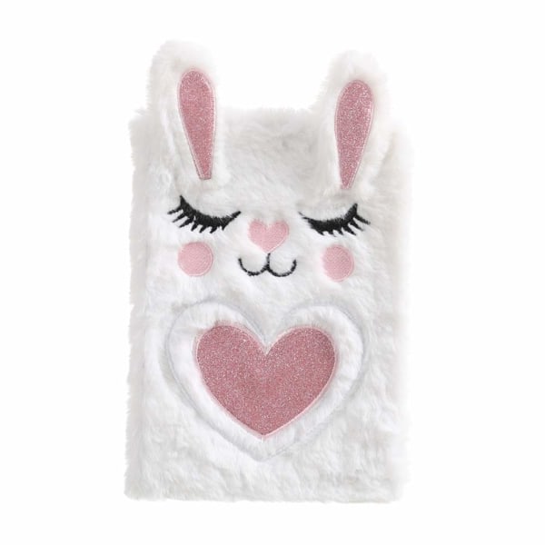 Piger Drenge Plys Notebook Dagbog 3D Søde Dyr Designs A5 Størrelse Journal Skole Piger Fødselsdag Børn Hvid kanin