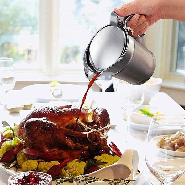Galaxy Saucebåd i Rustfrit Stål, Dobbelt Vægsisoleret Saucekande med Låg (750ml)