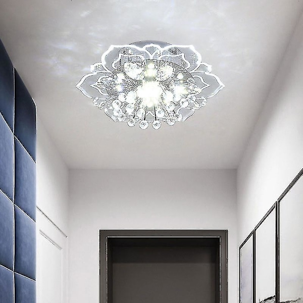 20cm 9w Moderne Krystal LED Loftlampe Hall Pendellampe Krone Hvid White 20x5cm