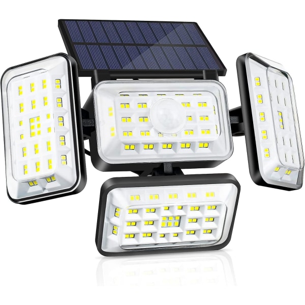 Udendørs Solar Light 4 Heads 242 LED Bevægelsesdetektor Vandtæt