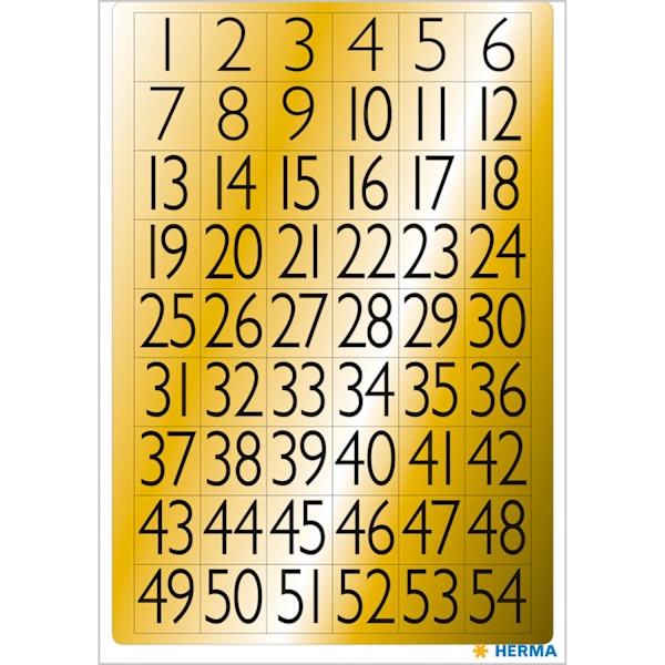 Märketiketti Herma 4146 Numerot 1-100, 13x12mm, Musta/Kulta gold 10